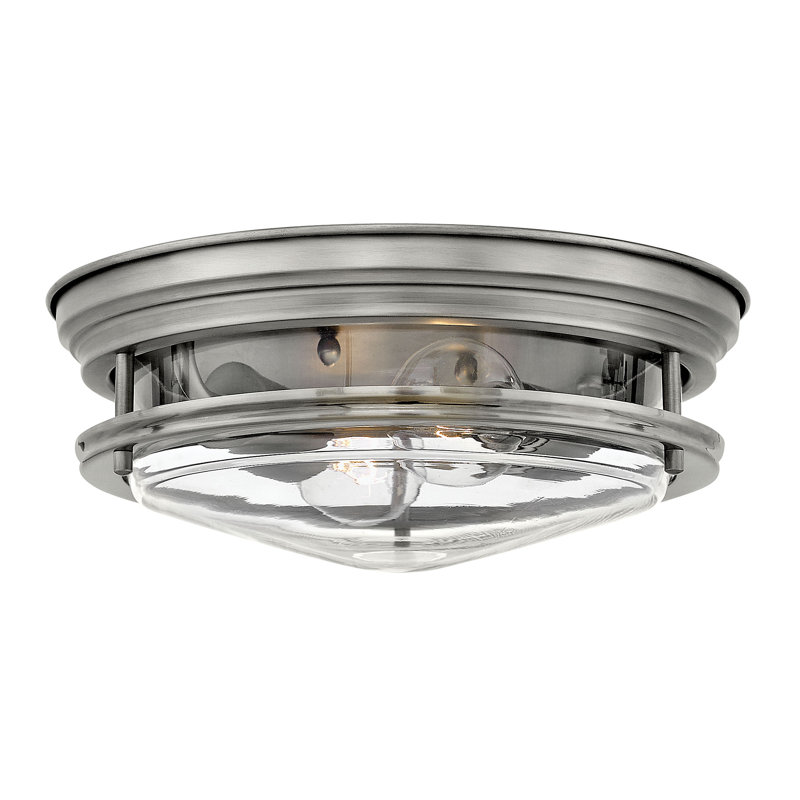 Hadley Two-Light Flush Mount Ceiling Light, Brushed Bronze, Incandescent, White