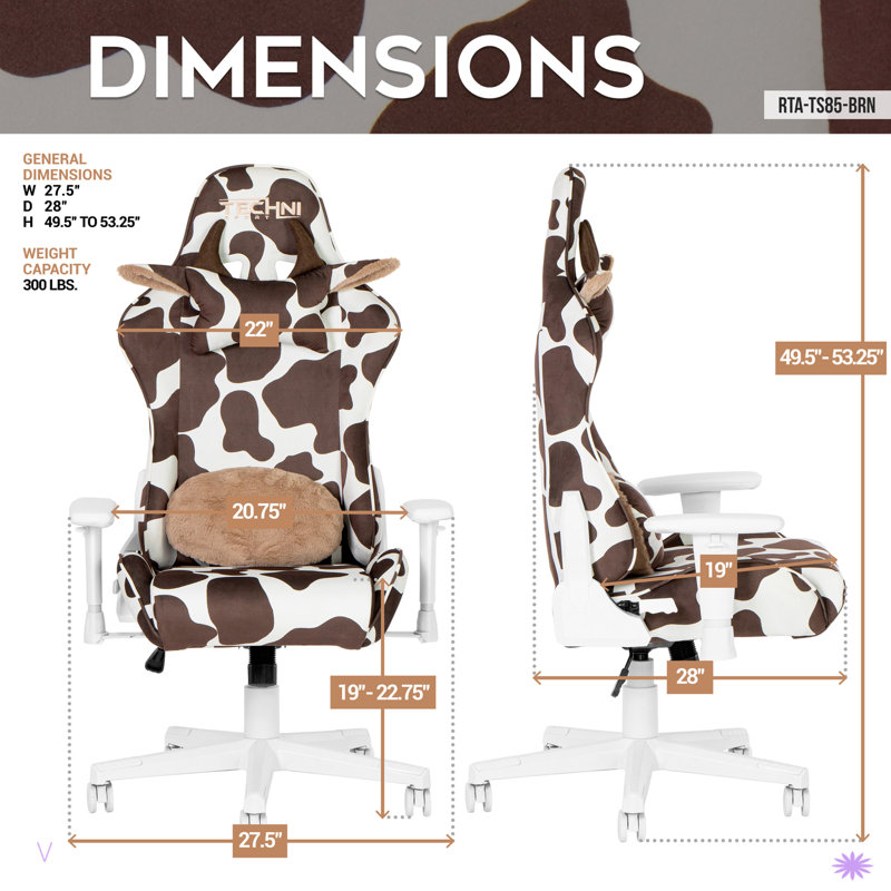 Fauteuil de jeu Modern Print LuxX Series, Brun / blanc