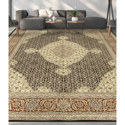 Tapis noir et vin noué à la main de haute qualité