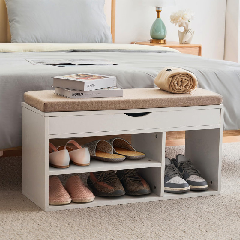 5 Pair Shoe Storage Bench, White