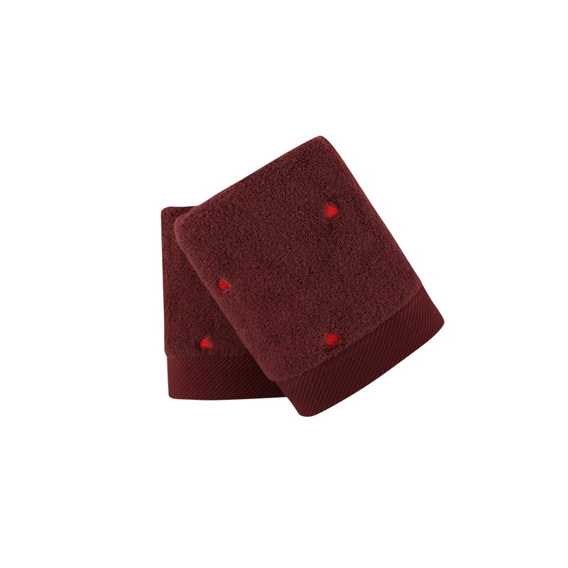 Ensemble de 2 serviettes 100% coton Jazmenn, Fuchsia / rouge