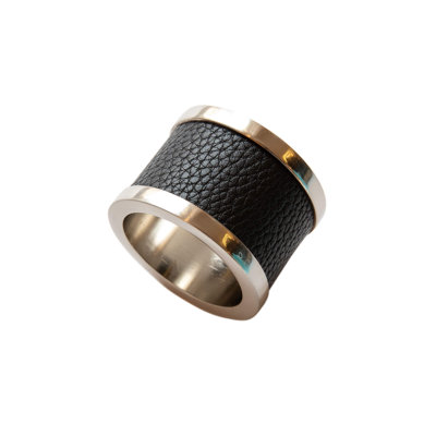 Zinc & Leather Napkin Rings - Black
