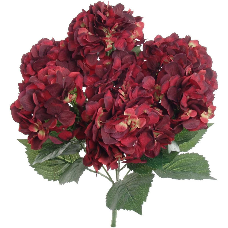  Hortensia artificiel bourgogne 21 po avec 5 têtes