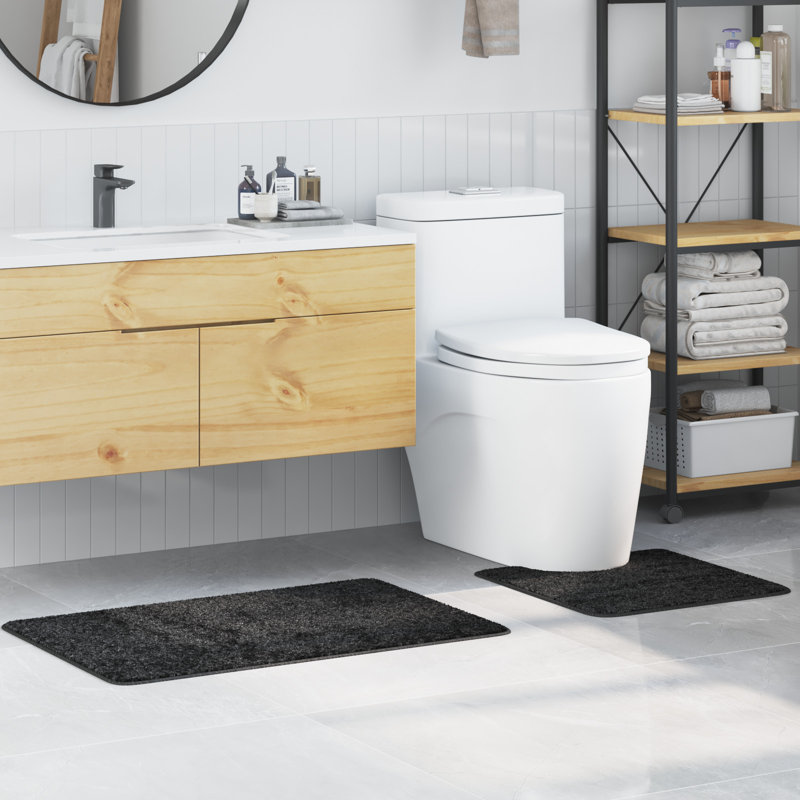 Polyester Standard Water-Resistant Materials Bath Mats, Charcoal