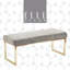 Banc d'entrée moderne Elle Decor Giselle 43'' L, pieds en métal brillant, tabouret de coiffeuse rembourré et canapé de chambre