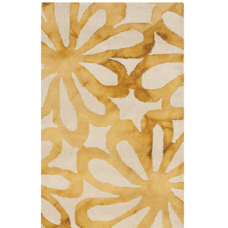 Tapis beige en laine / coton touffeté à la main Narmada, Carré 7 pi