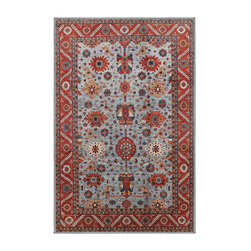 Tapis oriental rouge / bleu / beige, Rectangle 5 pi x 7 pi
