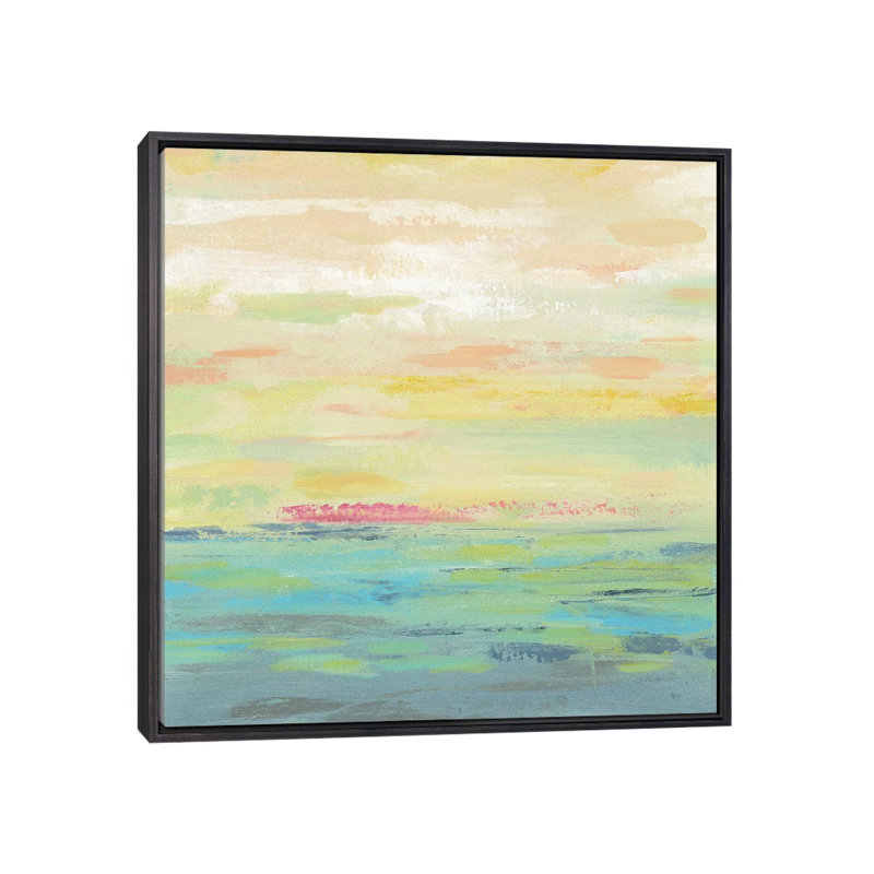 «Pink Clouds I» par Silvia Vassileva - impression, H 26 po x l 26 po x P 1,5 po, Toile avec cadre noir patiné, Aucun mat