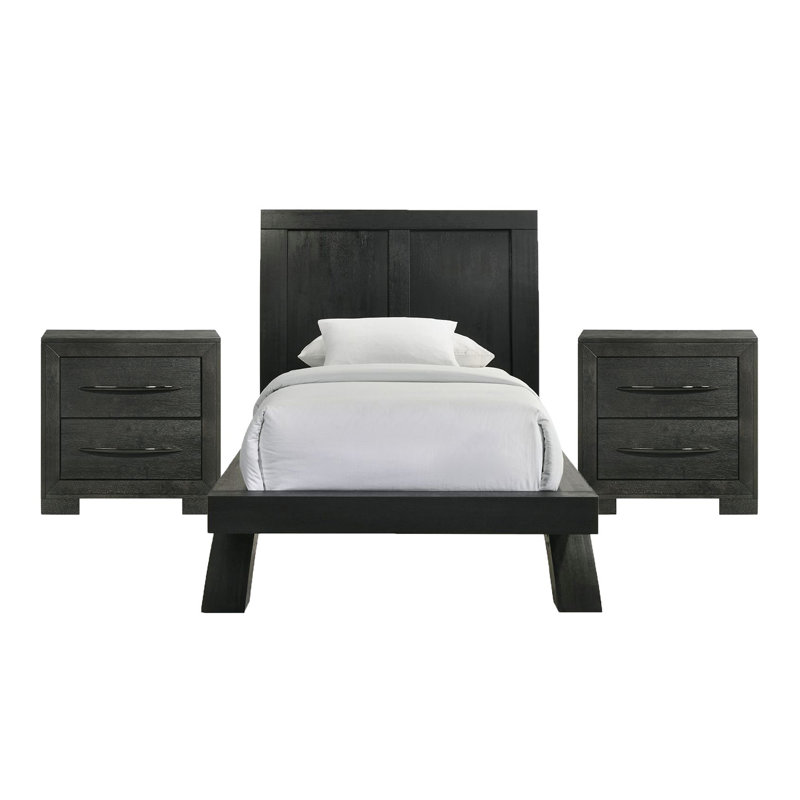 Ensemble de chambre à coucher à panneaux Bangor, Lit double, 5 Pcs: Bed, Dresser, Mirror, Chest, Nightstand
