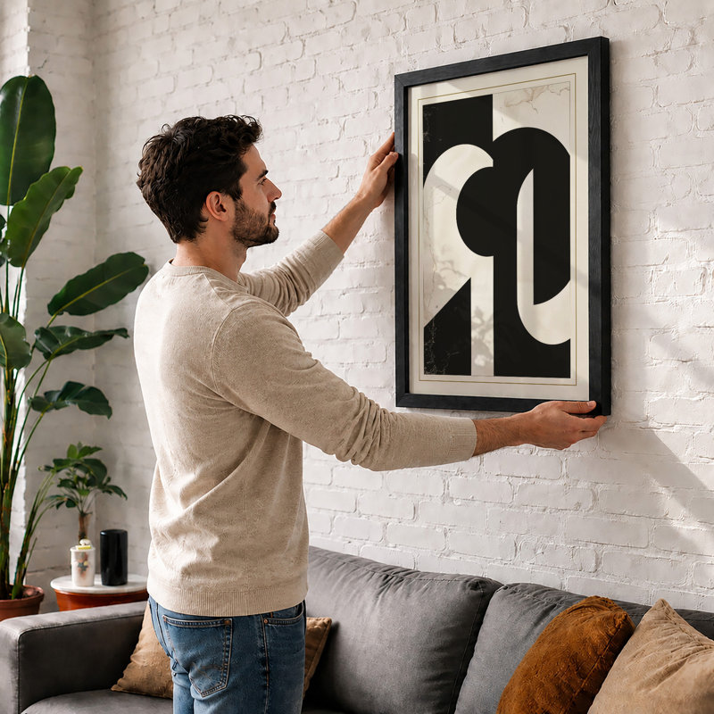 Contrasting Forms Geometric - Print, A2 - 59.4 x 42.0 cm, Walnut