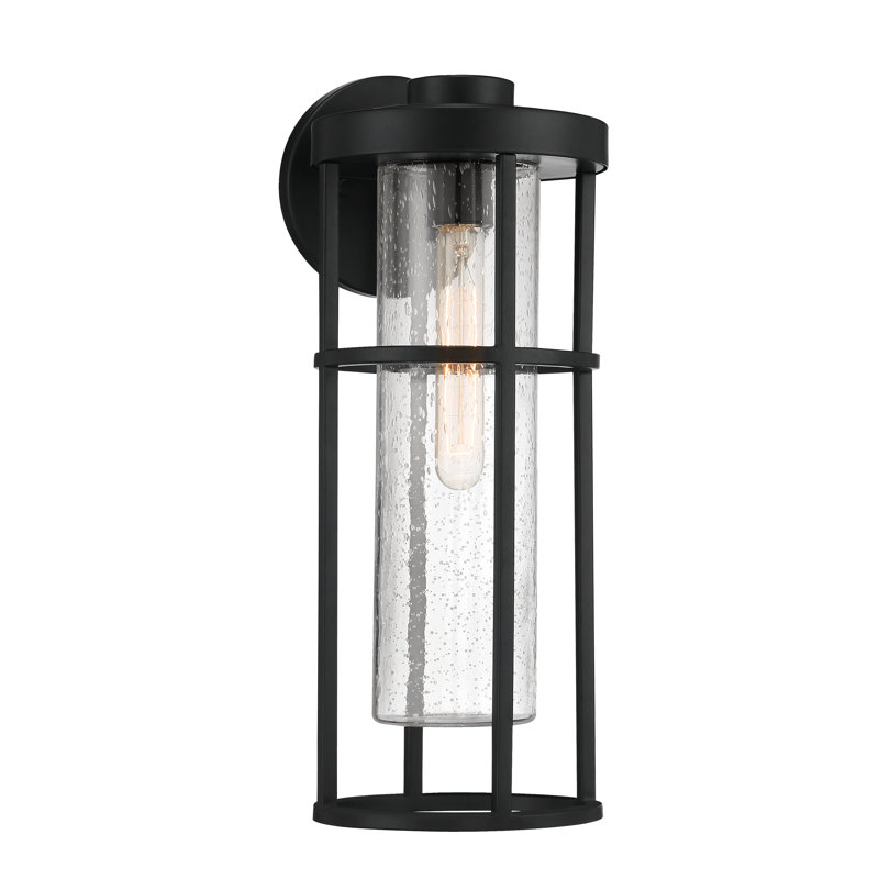 Lanterne murale d'extérieur en verre ensemencé Encompass, H 18,33 po x l 7 po x P 8,88 po, Minuit