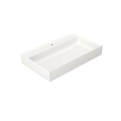 Solid Surface Stone Resin Bathroom Basin - Matte White, 18.64 In Wide, 31.14 Deep, 4.67 High, 34.71 Lb, Adapts To Different Layouts, Resin, Multiple Installation Methods, Elegant And Simple,