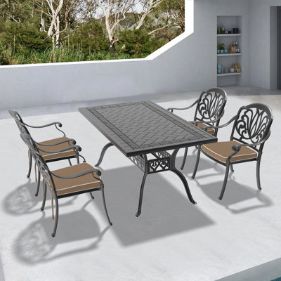 Amaurys Patio Dining Set with Rectangular Table , Cushions Included