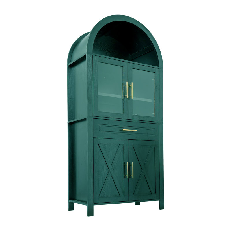 Grand garde-manger arqué avec tablettes réglables, Vert