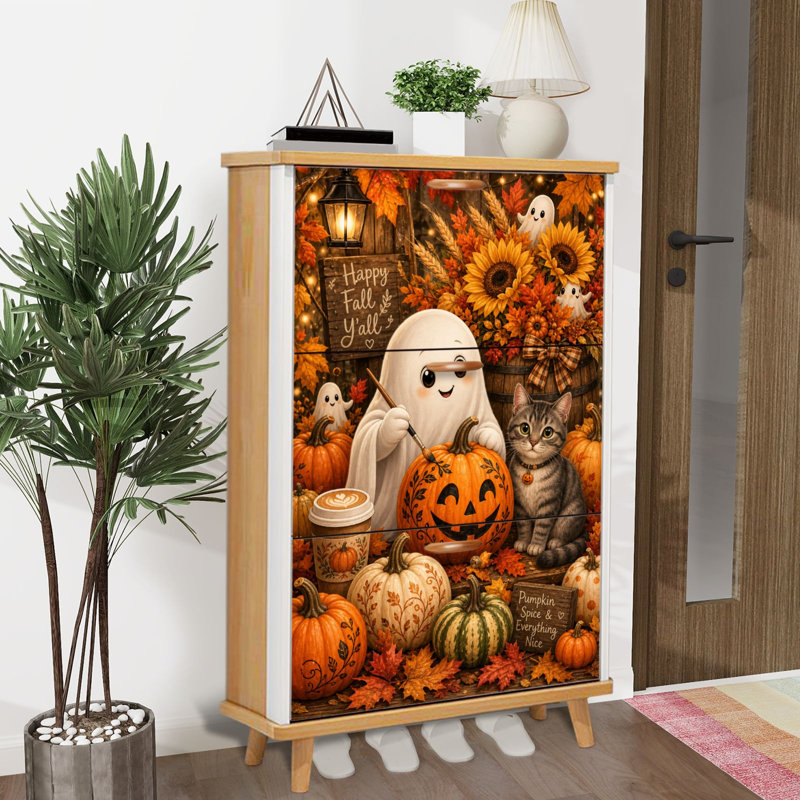 Armoire de rangement pour chaussures avec 3 tiroirs rabattables pour une scène d'automne