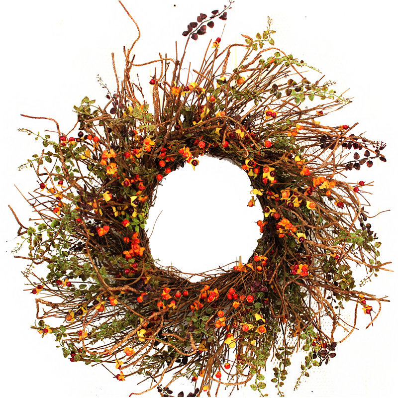 Couronne de soie 22 po hypericum baies