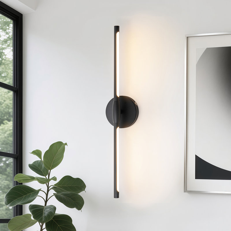 Barre d'éclairage de salle de bain 24,2 po à 1 lumière DEL à intensité variable pour meuble-lavabo, Noir mat