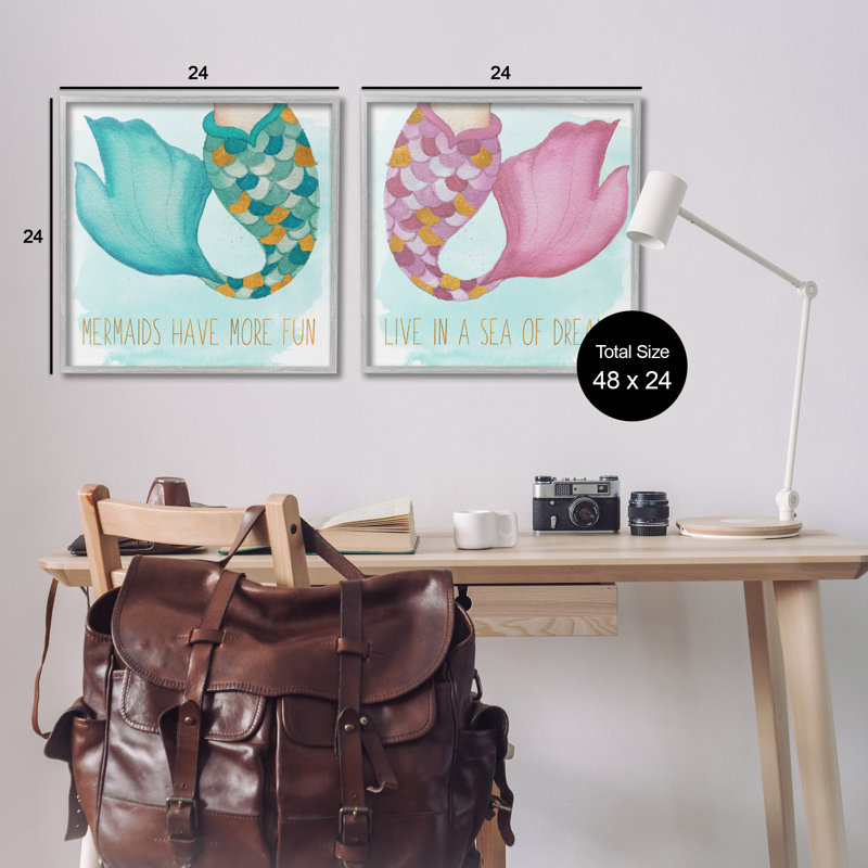 «Fun Mermaid Tails», ensemble de 2 giclées par Elizabeth Medley, Estampe numérique Farmhouse, H 24 po x l 24 po