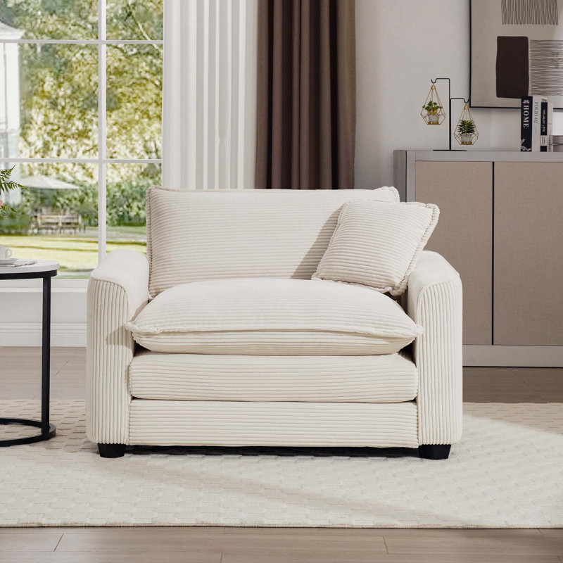 Fauteuil d'appoint simple en velours côtelé, Beige