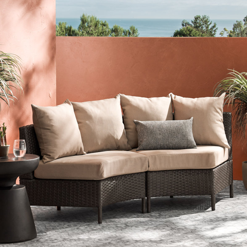  Wicker Sectional Sofa with Cushions for Outdoor Comfort, Stylish Patio Seating for Relaxation, Versatile Modular Furniture Set (Set of 2)