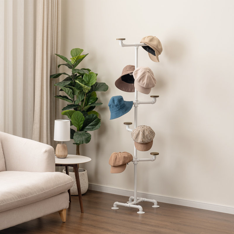 Areece Iron Freestanding 10 - Hook Coat Rack, White