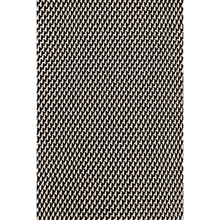 Two-Tone Rope Geometric Area Rug in Black/Ivory
