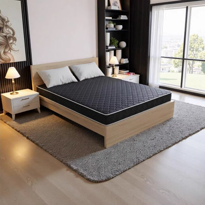 6-Inch Full Size Waterproof High-Density Foam Mattress with Navy Blue Diamond-Quilted Breathable Fabric, Cool Sleep & Stylish Support