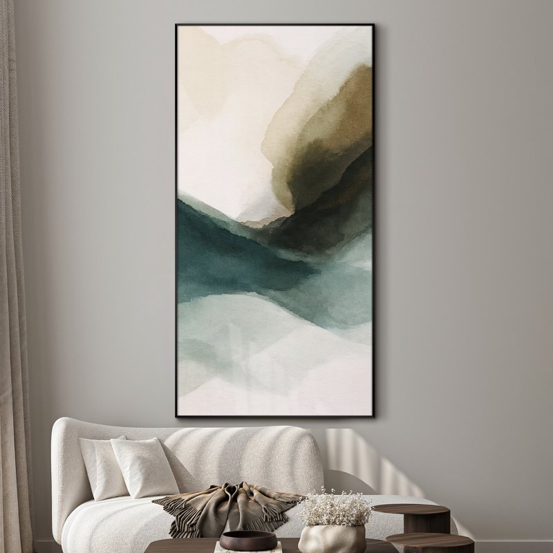 Très grand art mural imprimé sur tissu - Abstrait neutre moderne pour la décoration d'œuvres d'art contemporain pour le salon ou la chambre à coucher - «Assemblage requis du cadre (cadre non fini)»