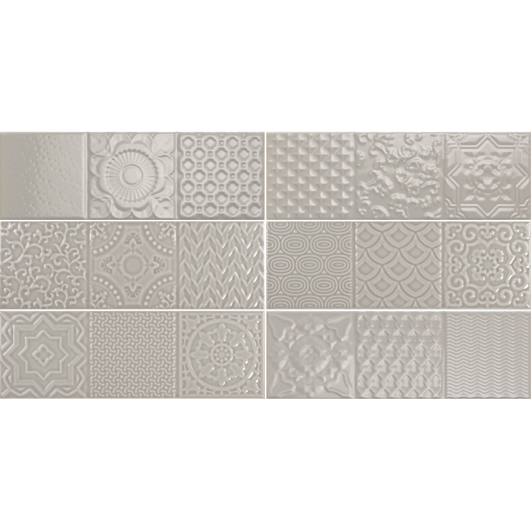 Countryside Deco 4" x12" Ceramic Subway Tile in Dovetail BATCH