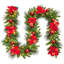Christmas Wreath & Garland Set – Artificial Pine Needles, Red Flowers, Pinecones & Frosted Sections – Battery Operated – Holiday Decor for Front Door, Mantle – Indoor/Outdoor  9FT