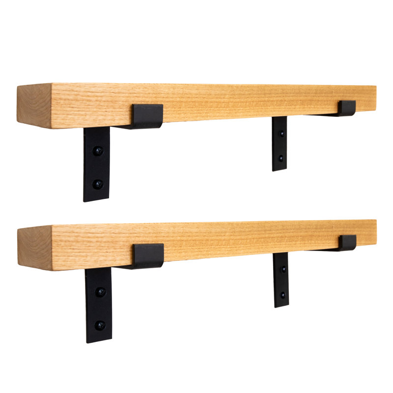 Emerald Lee 2 Piece Oak Bracket Shelf, 2" H x 46" W x 8" D