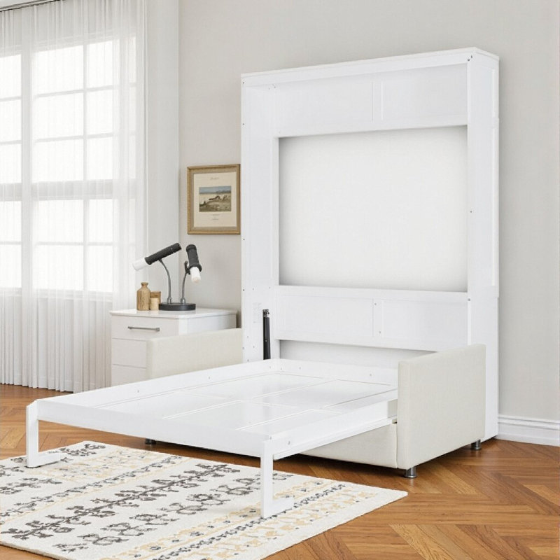 Lit escamotable avec canapé-lit escamotable Murphy, Lit double, Blanc
