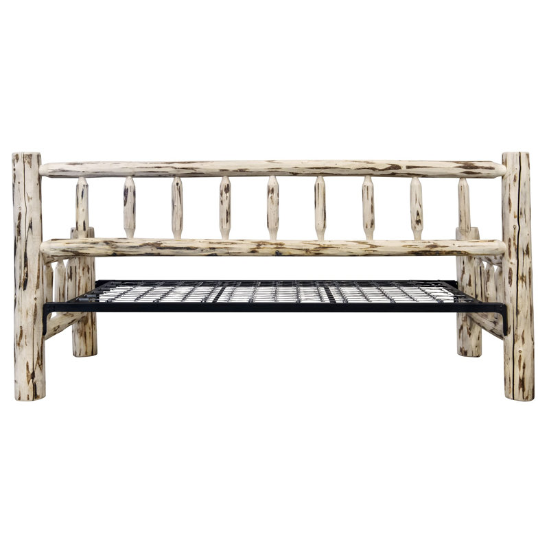 Rustic Pine Twin Daybed with Slat Headboard and King Trundle