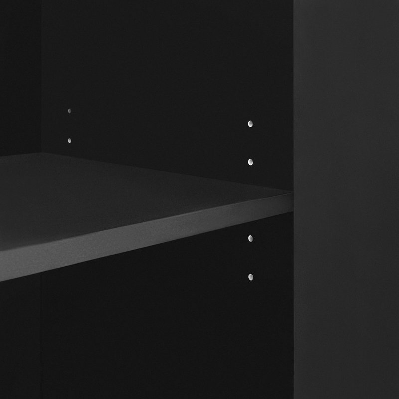 Wave Pattern Storage Cabinet With 2 Doors And 2 Drawers, Black