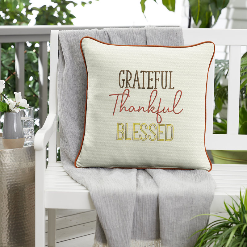  Housse et insert de coussin extérieur Sunbrella Grateful Thankful Blessed