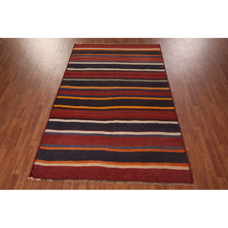 Tapis rayé en laine Kilim 6 x 9