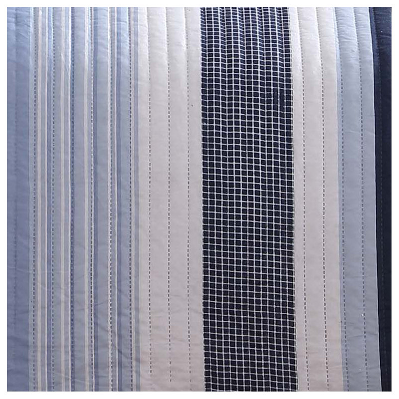 Modern & Contemporary Polyester Striped Bedding, Full Quilt + 2 Standard Shams + Throw Pillow
