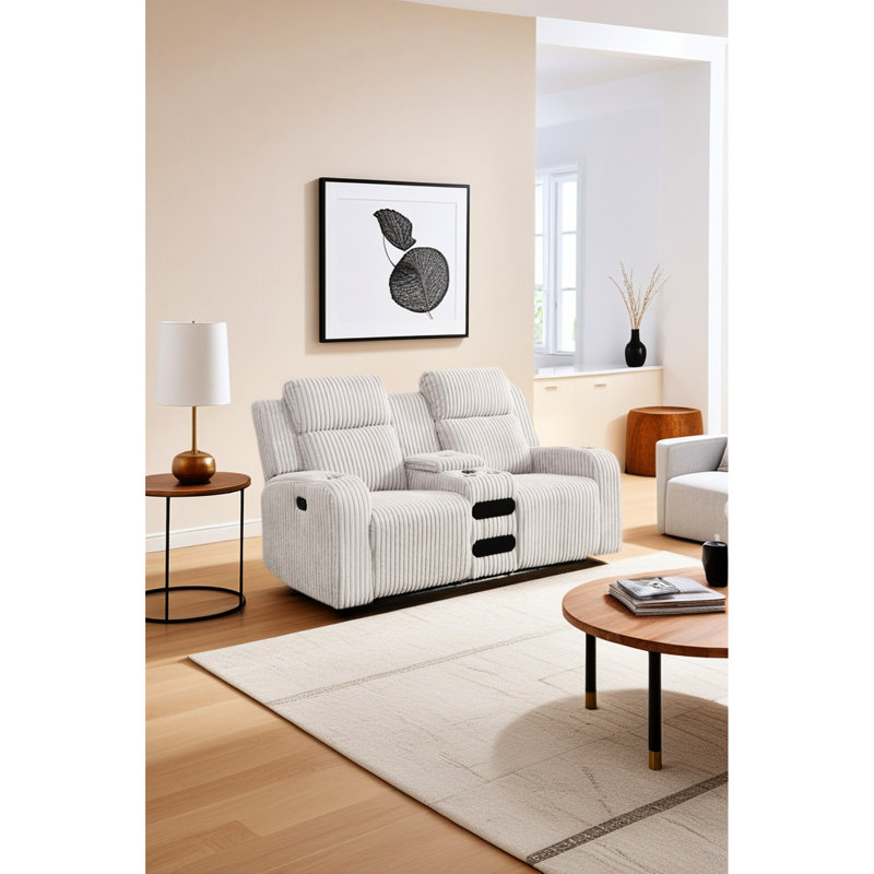 Fauteuil inclinable Corduroy 2, inclinaison manuelle avec haut-parleur intégré, chargement sans fil et fibres creuses pour une ventilation optimale. Canapé gris, porte-gobelets, haut-parleur pour une détente absolue.