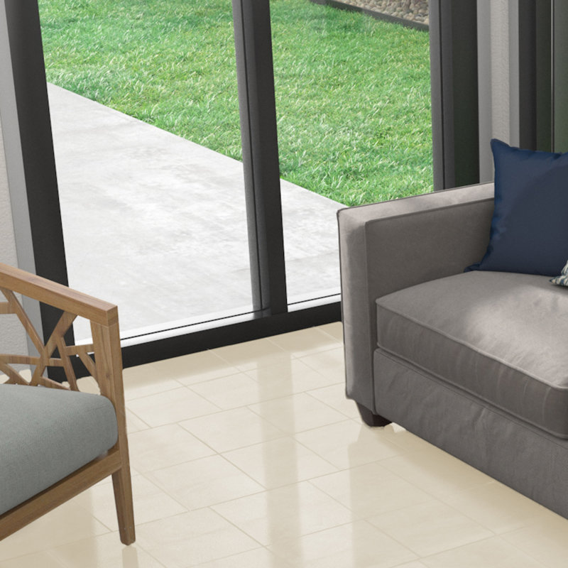 High Street 12'' W x 12'' L Porcelain Concrete Look Singular Tile, Cotton