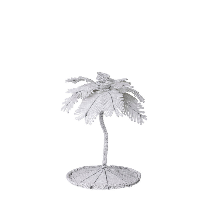 Desert Palm Tree Candlestick, 11" H x 9" W x 9" D, White