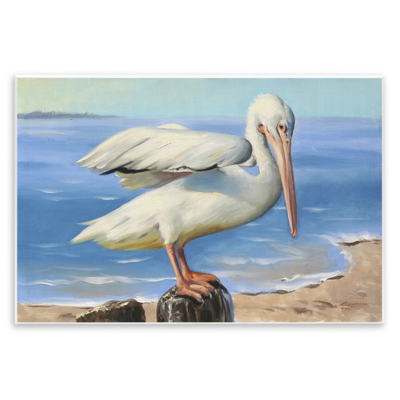 «Beach Scene Pelican» par D. Rust, H 10 po x l 15 po