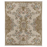 Hand Knotted Wool Area Rug in Ivory And Beige