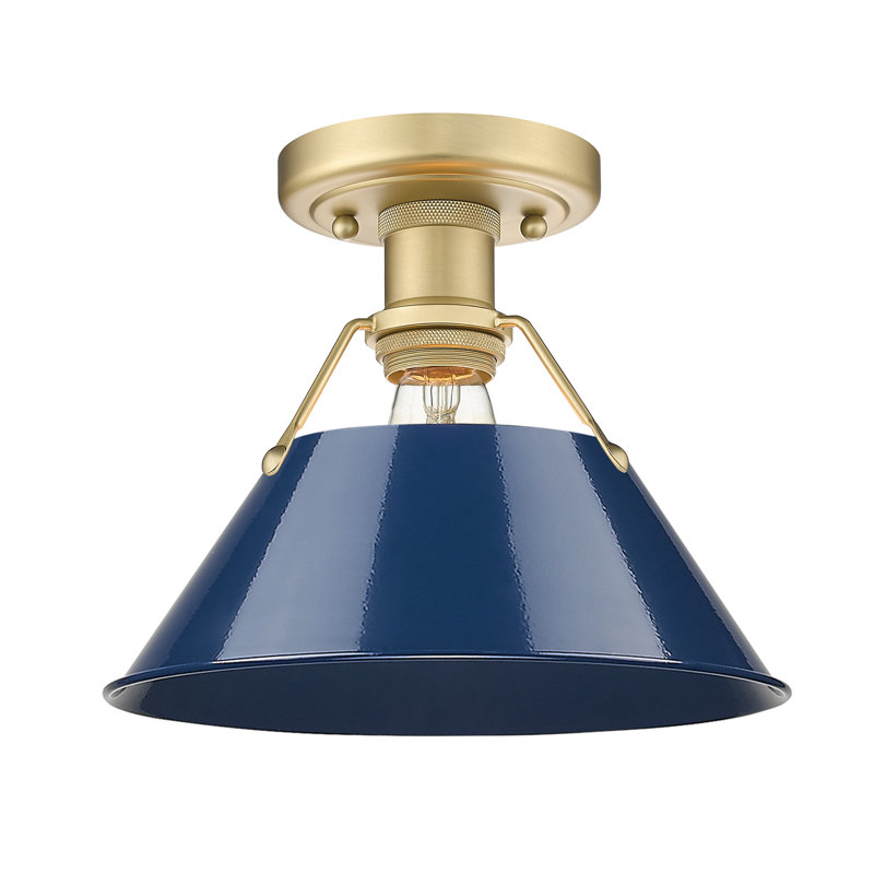 Plafonnier encastré à une lumière de 10 po Weatherford, Bleu marine, Bronze champagne brossé