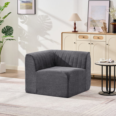35" Chenille Channel Tufted Sofa Modern Upholstered Armless Chair
