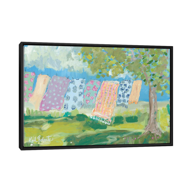 "Laundry Day" par Kait Roberts, reproduction d’art, Pas de tapis, H 32 po x l 48 po x 1,5 po, Toile avec cadre noir