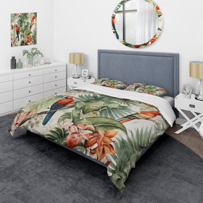 Parrot In Paradise I - Ensemble de housse de couette Parrot