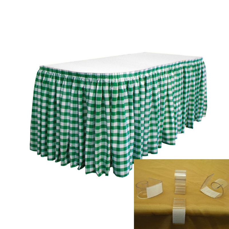 Burkinshaw Checkered Tableskirt, White/Hunter Green, 252" W x 29" L