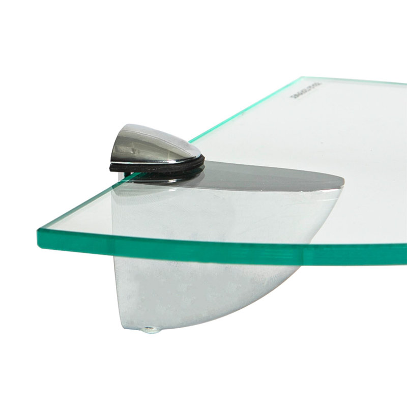 Harbour Housewares - Floating Glass Corner Shelves with Silver Brackets - Set of 2, 0.50cm H x 30cm W x 30cm D