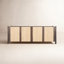 Buffet fermé 4 portes en bois brun foncé avec corde de papier 85 po Adeline