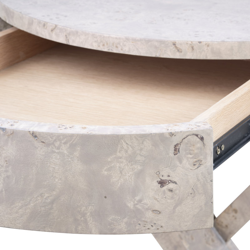 Modena Solid Wood End Table, Light Gray Burl